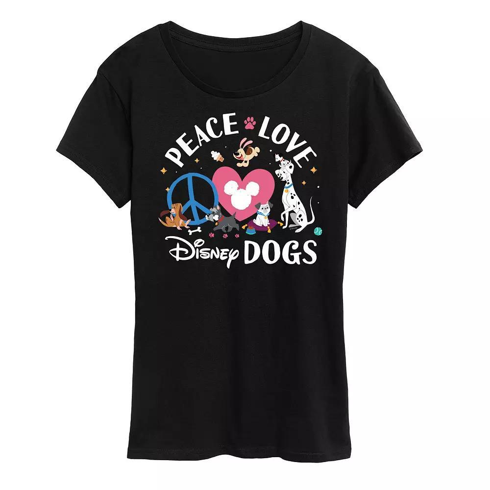 Disney Dogs Womens Peace Love Dogs Graphic Tee, Girls Product Image
