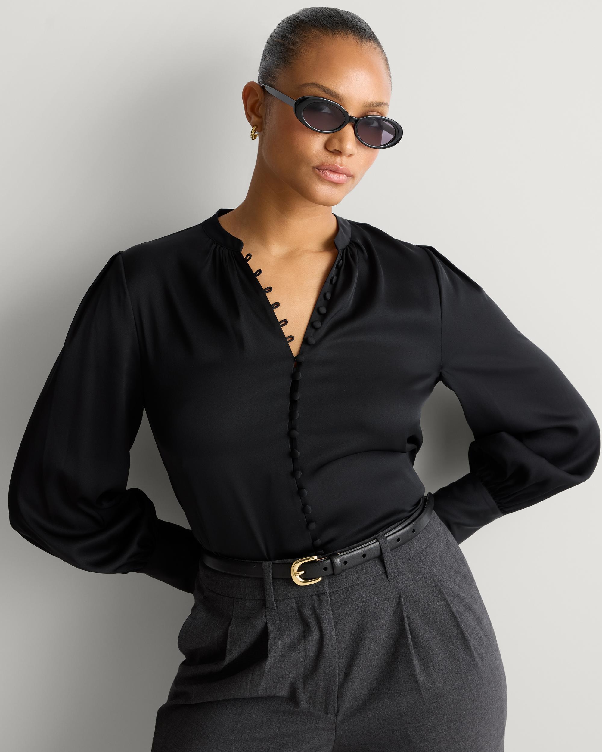 Quince | Women's Washable Stretch Silk Peasant Blouse Size XL Product Image