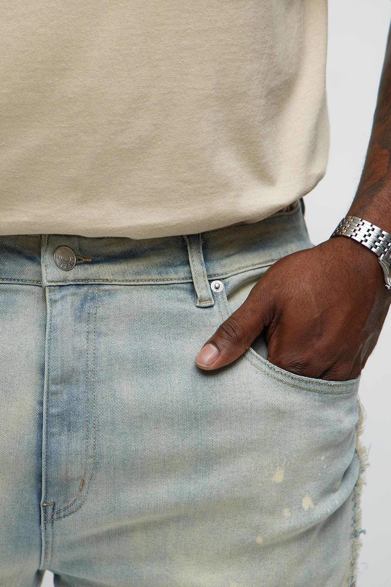 Cover Me Camo Ripped Stacked Skinny Flare Jeans - Light Wash Male Product Image
