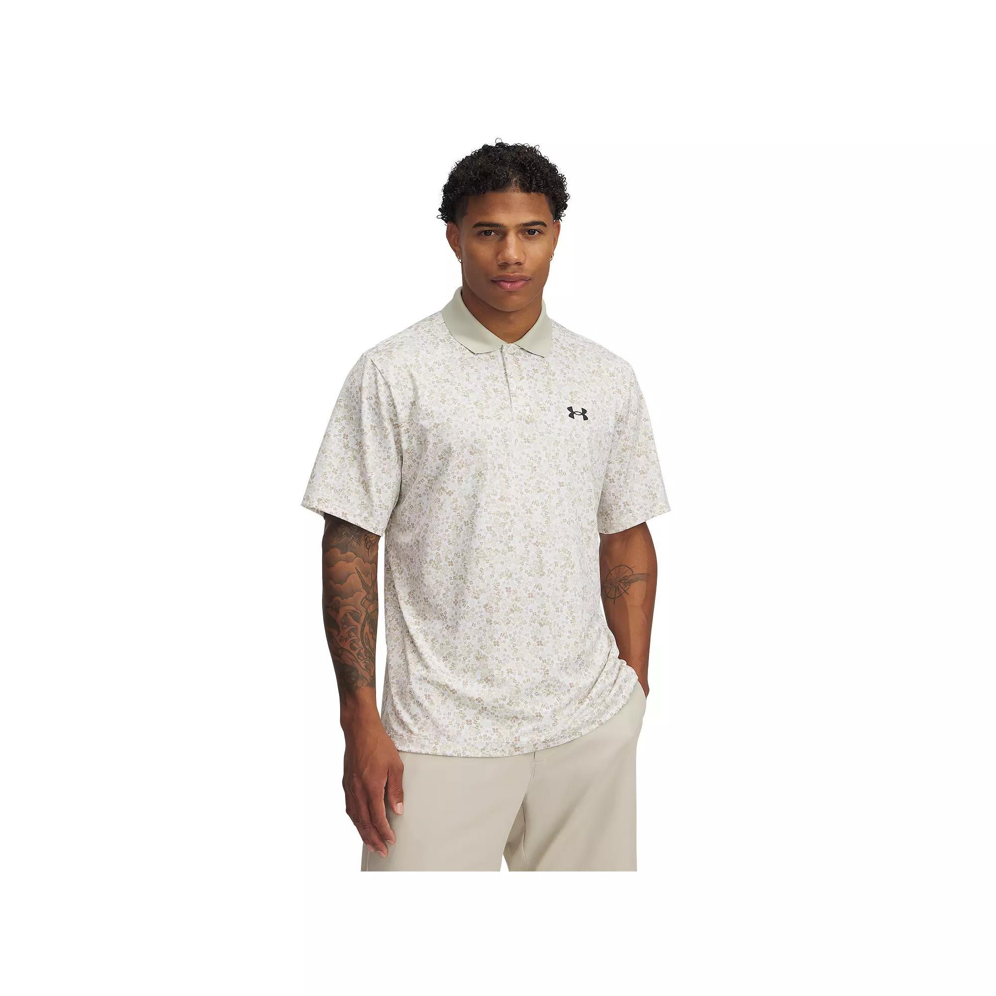 Men's Under Armour Matchplay Printed Polo, Size: Large, White Green Product Image