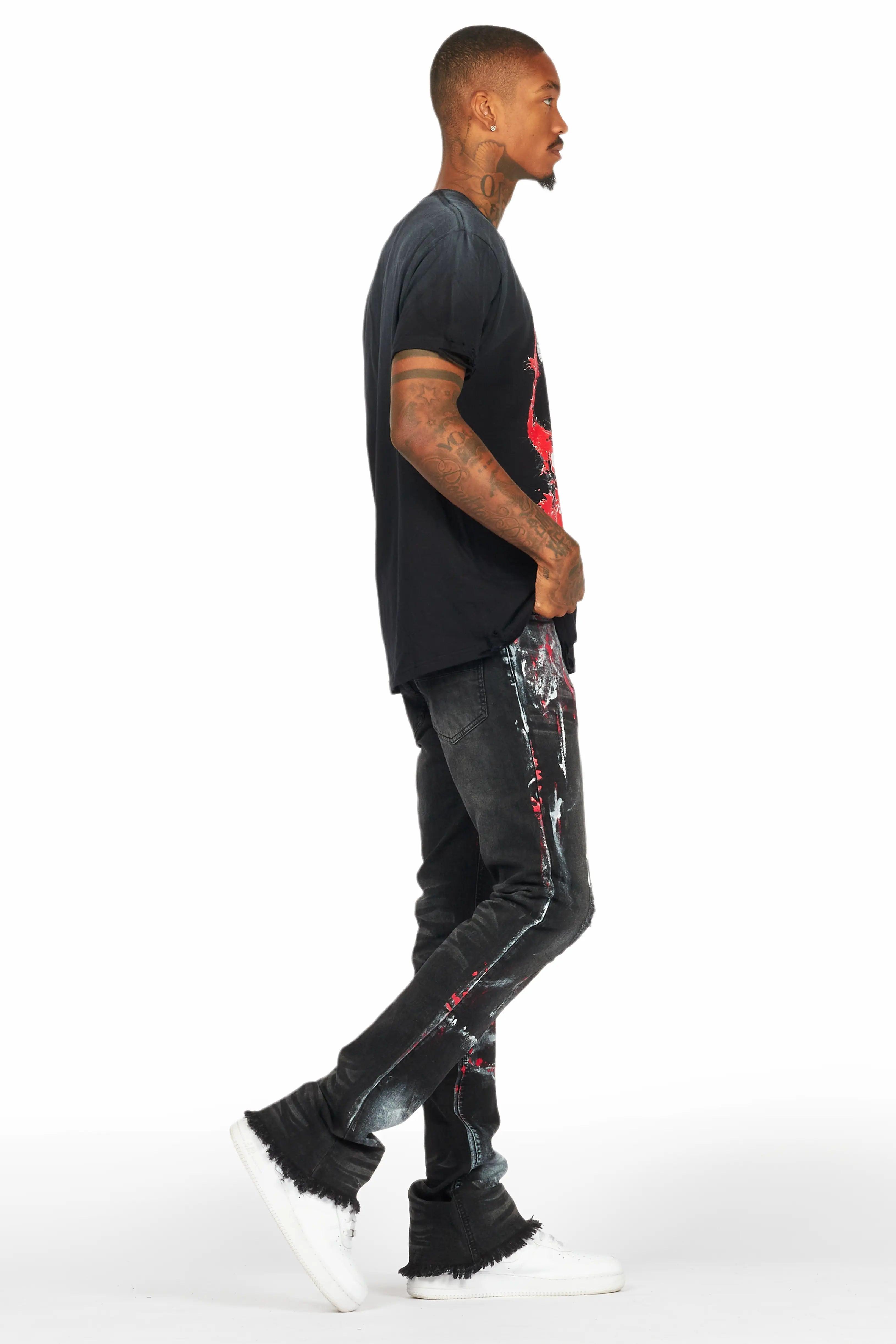 Mana Black Painter Stacked Flare Jean Male Product Image
