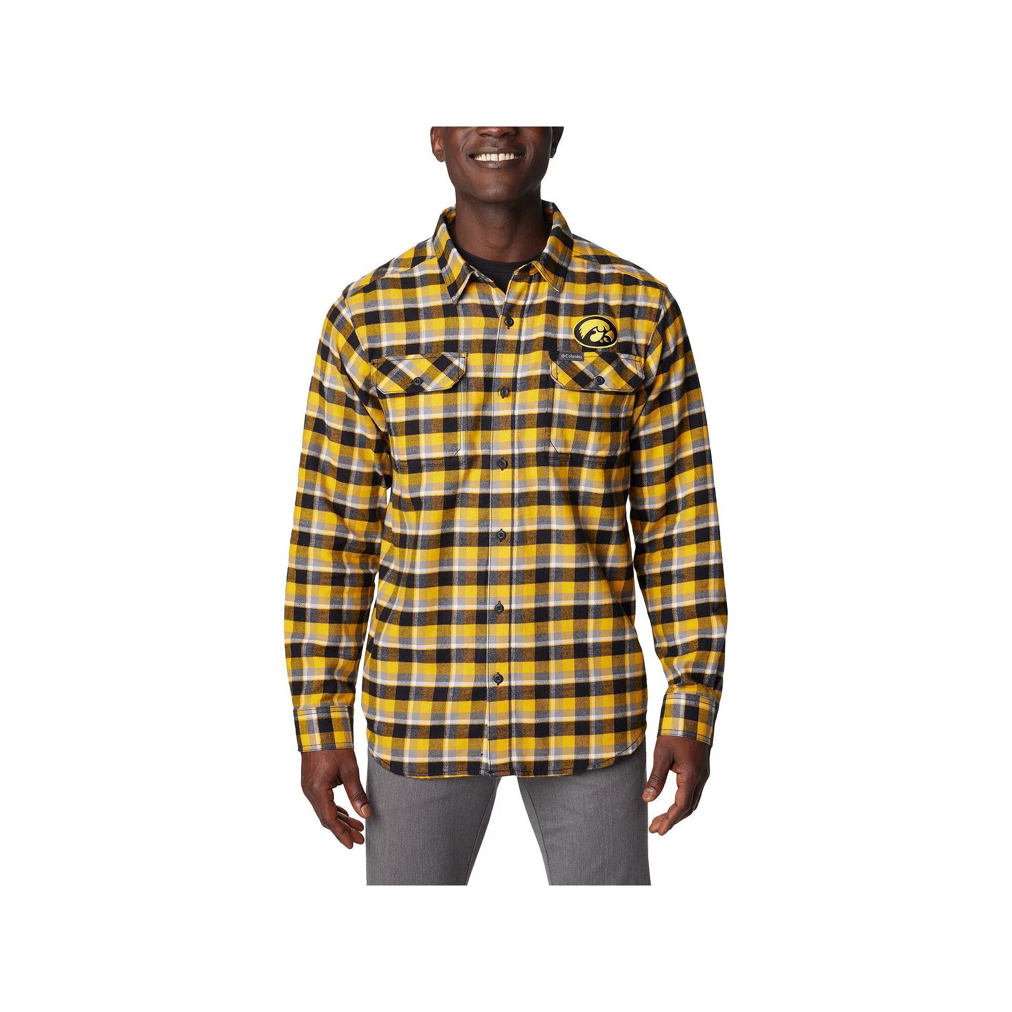 Columbia  Gold Iowa Hawkeyes Flare Gun Flannel Long Sleeve Shirt, Men's, Size: 2XL Product Image