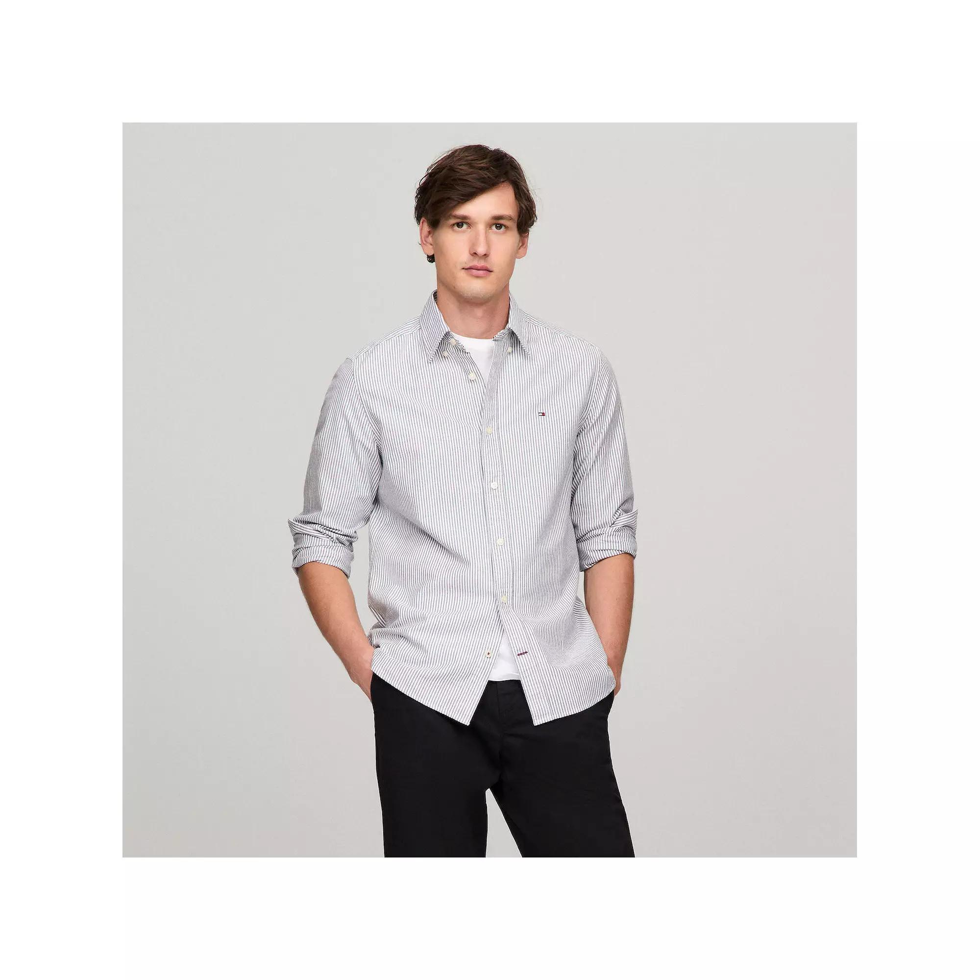 Men's Tommy Hilfiger Long Sleeve Striped Woven Shirt, Size: Large, Desert  Stripe Product Image
