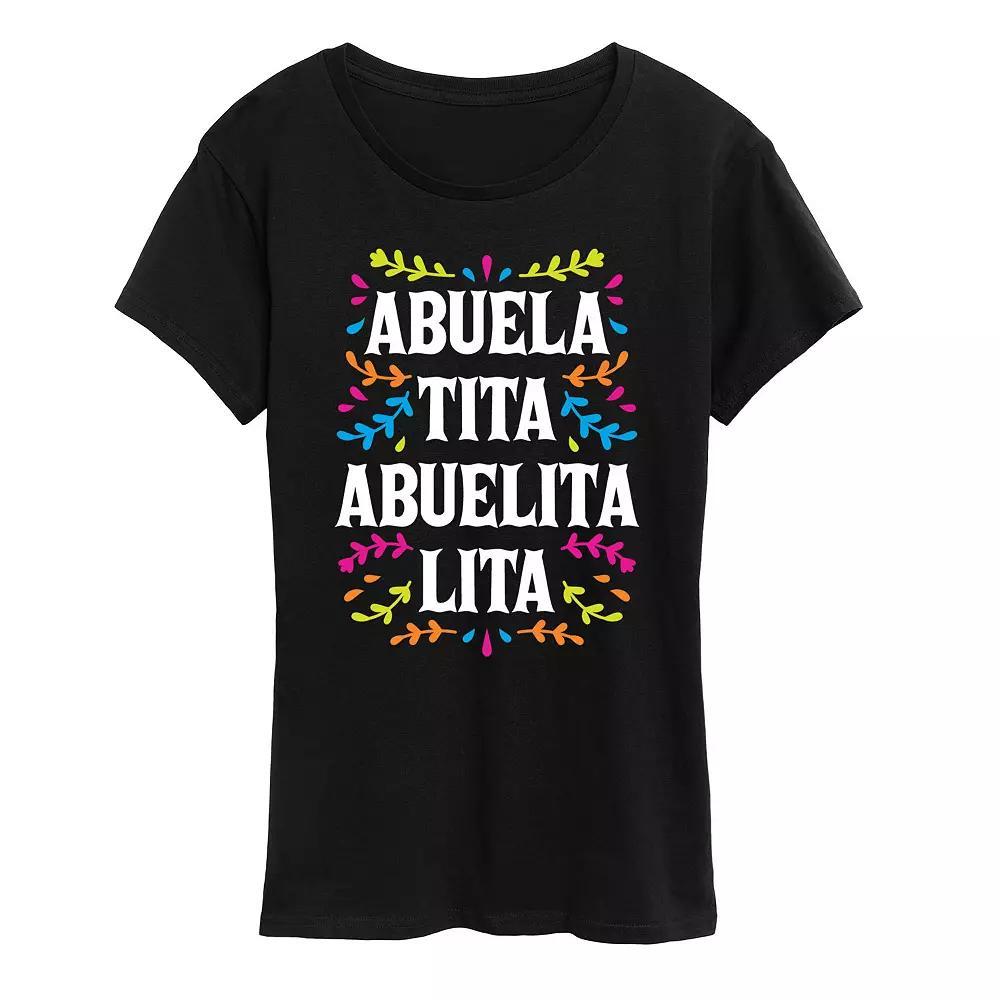 Womens Abuela Names Graphic Tee, Girls Heather Grey Product Image