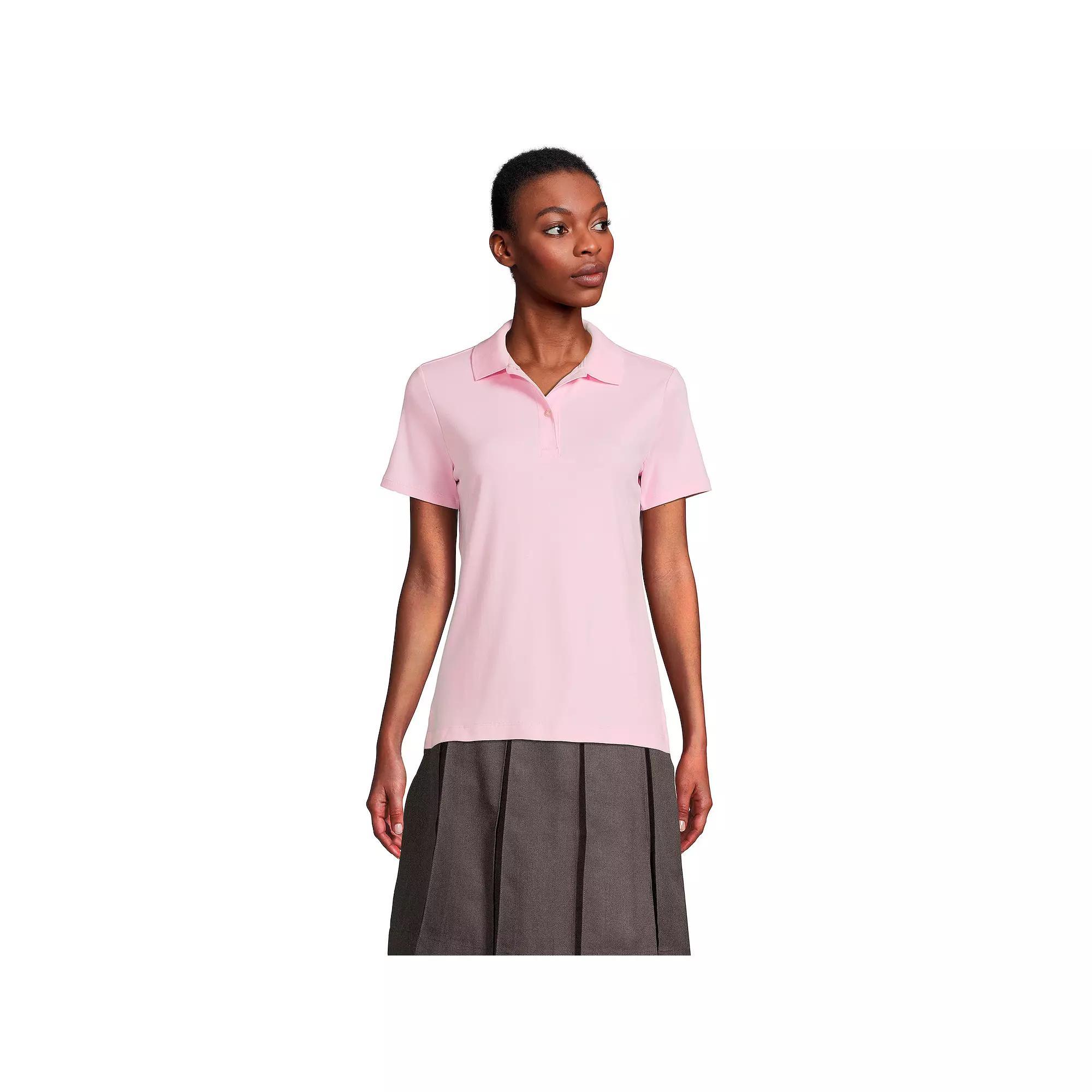 Womens Lands End School Uniform Short Sleeve Interlock Polo Shirt Product Image