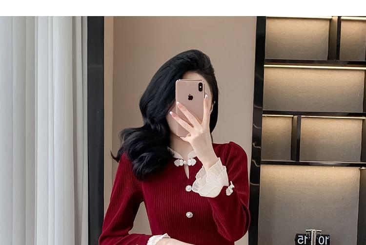 Set: Ruffle-Cuff Frog Buttoned Jacket + High Rise Mini A-Line Skirt Product Image