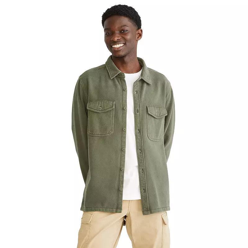 Men's Aeropostale Long Sleeve Fleece Button Down Overshirt, Size: XL, Peacoat Product Image
