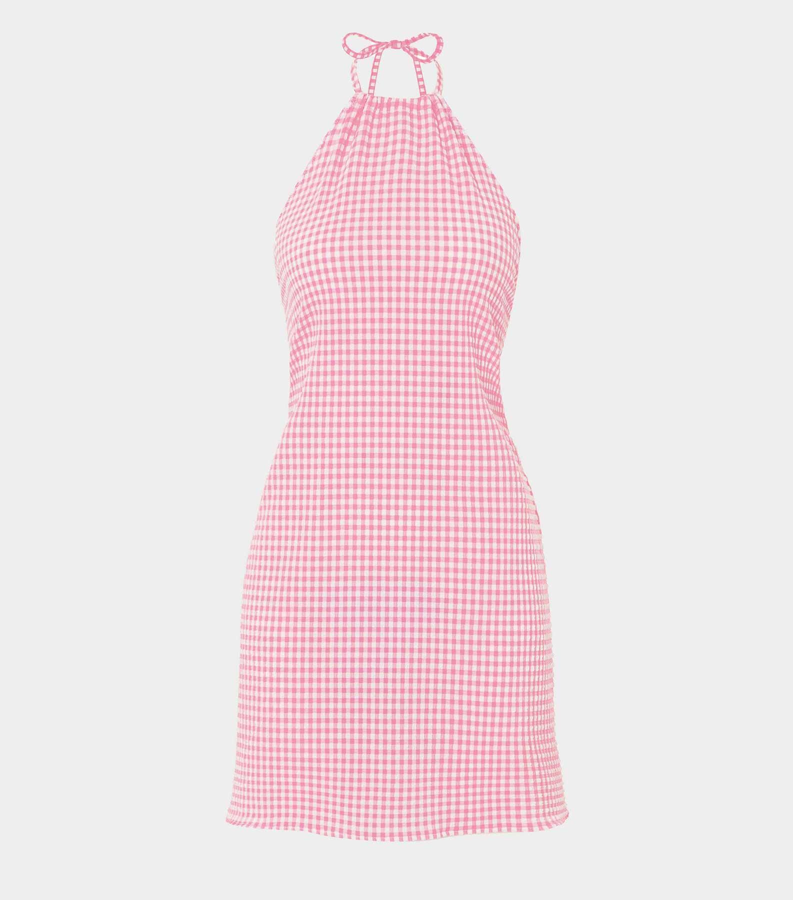 Gingham Seersucker Mini Dress - Milkshake Gingham Product Image