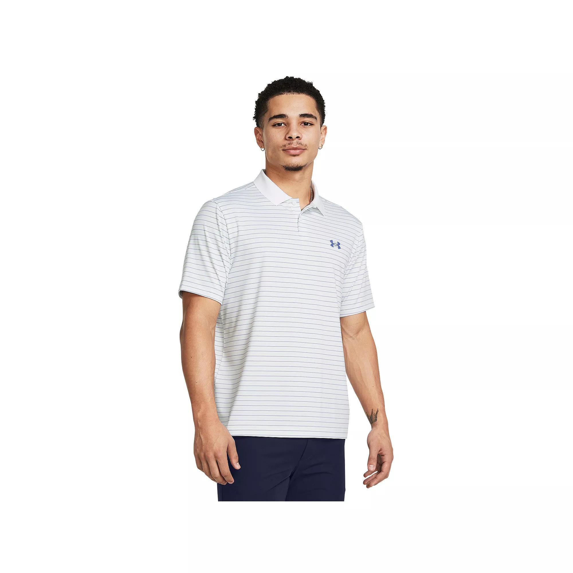 Big & Tall Under Armour Classic-Fit Striped Performance Polo, Men's, Size: Large Tall, Hydro Blue Product Image