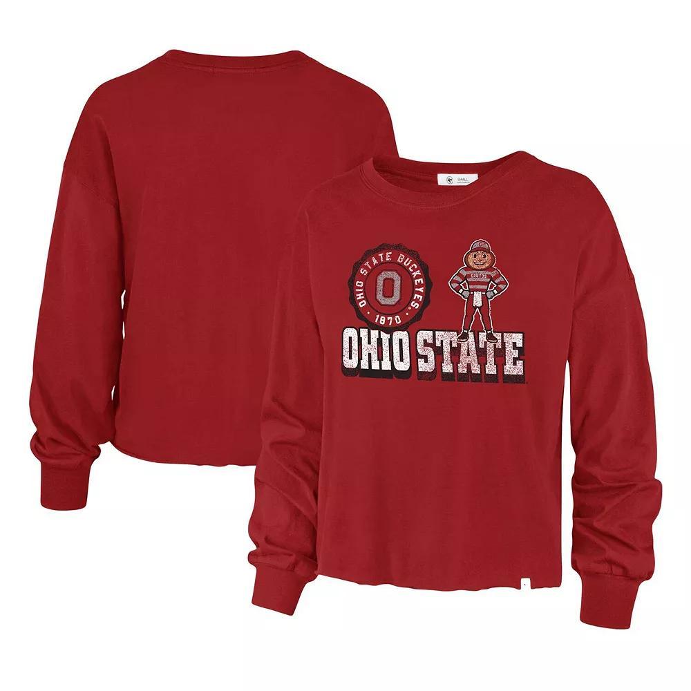 Women's '47 Scarlet Ohio State Buckeyes Bottom Line Parkway Long Sleeve T-Shirt, Size: XL, Red Product Image