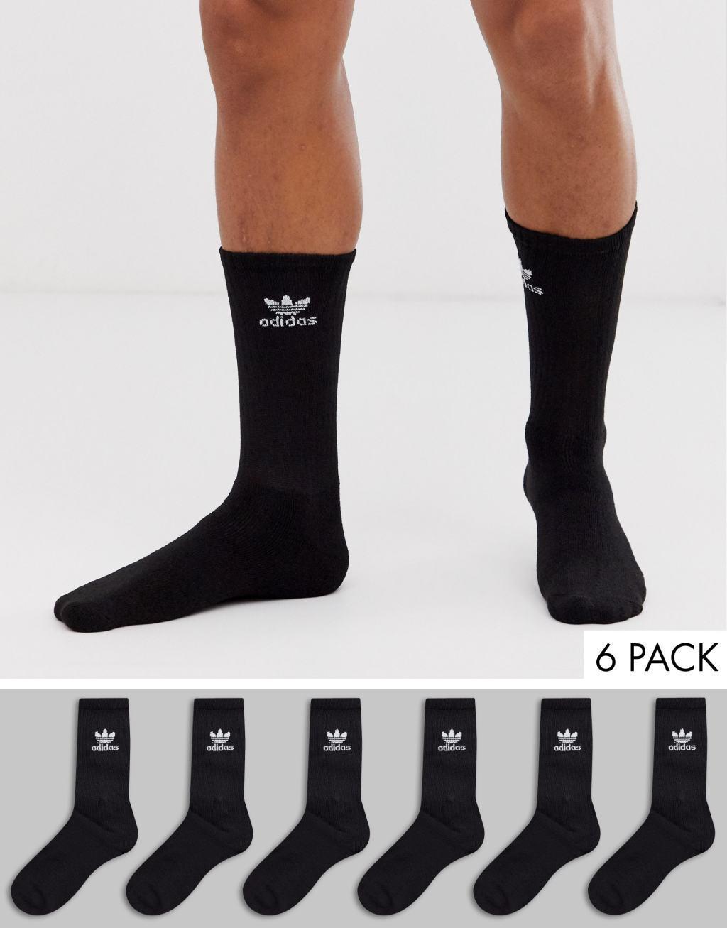 adidas Originals 6 pack crew socks in black Product Image