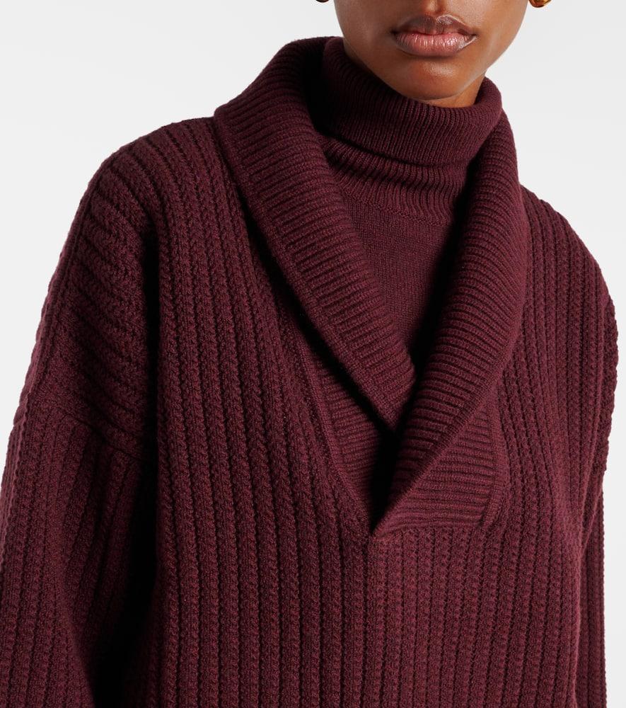 VICTORIA BECKHAM Shawl Neck Sweater In Red Product Image