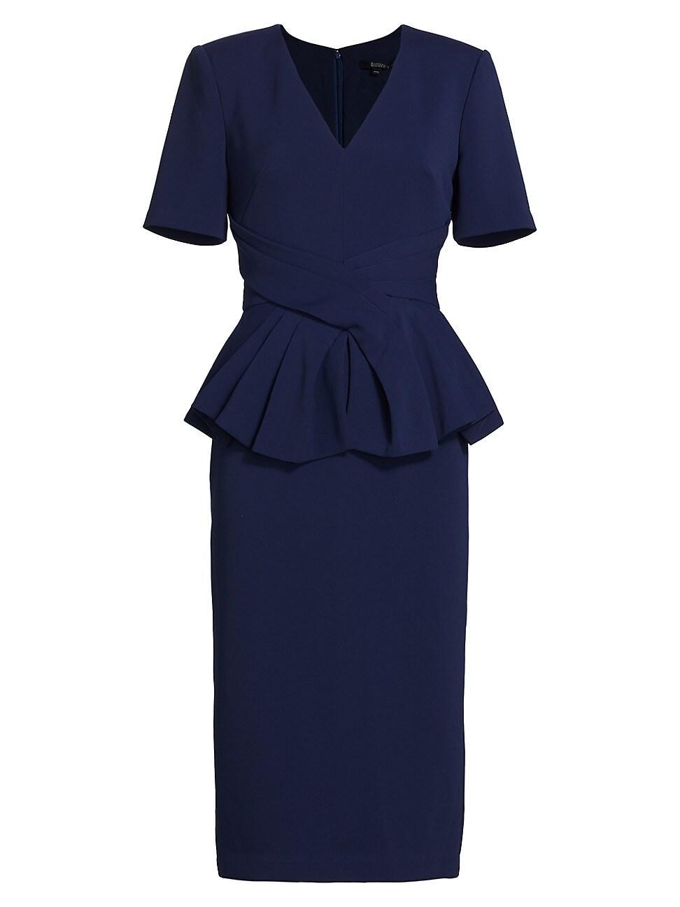 Womens Pleated Peplum Sheath Dress Product Image