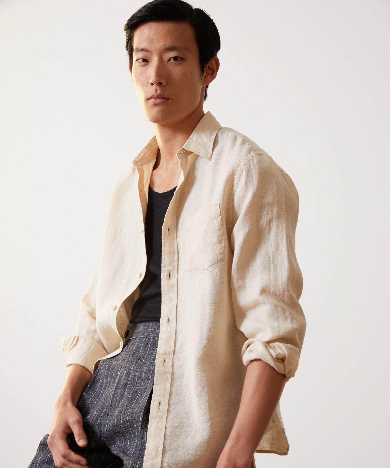 Sea Soft Irish Linen Point Collar Shirt Product Image