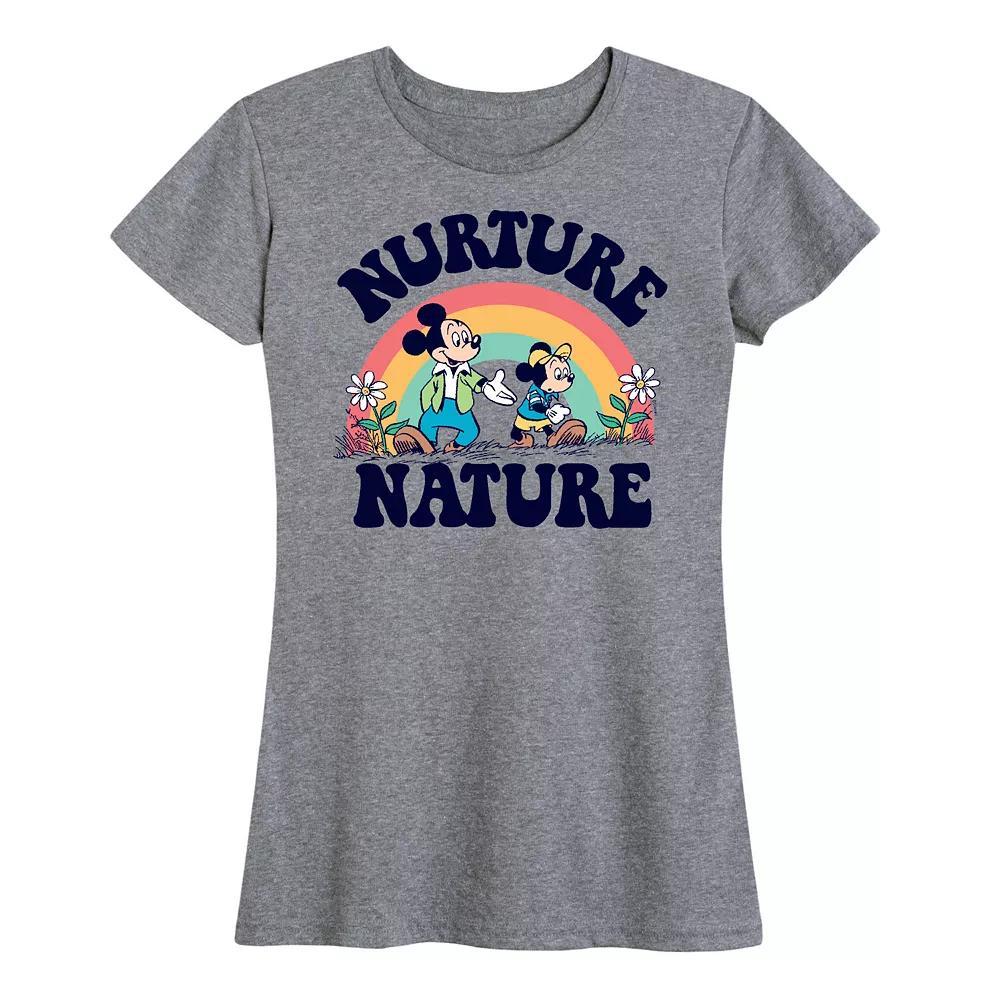 Disneys Mickey Mouse Womens Nurture Nature Graphic Tee Grey Gray Product Image