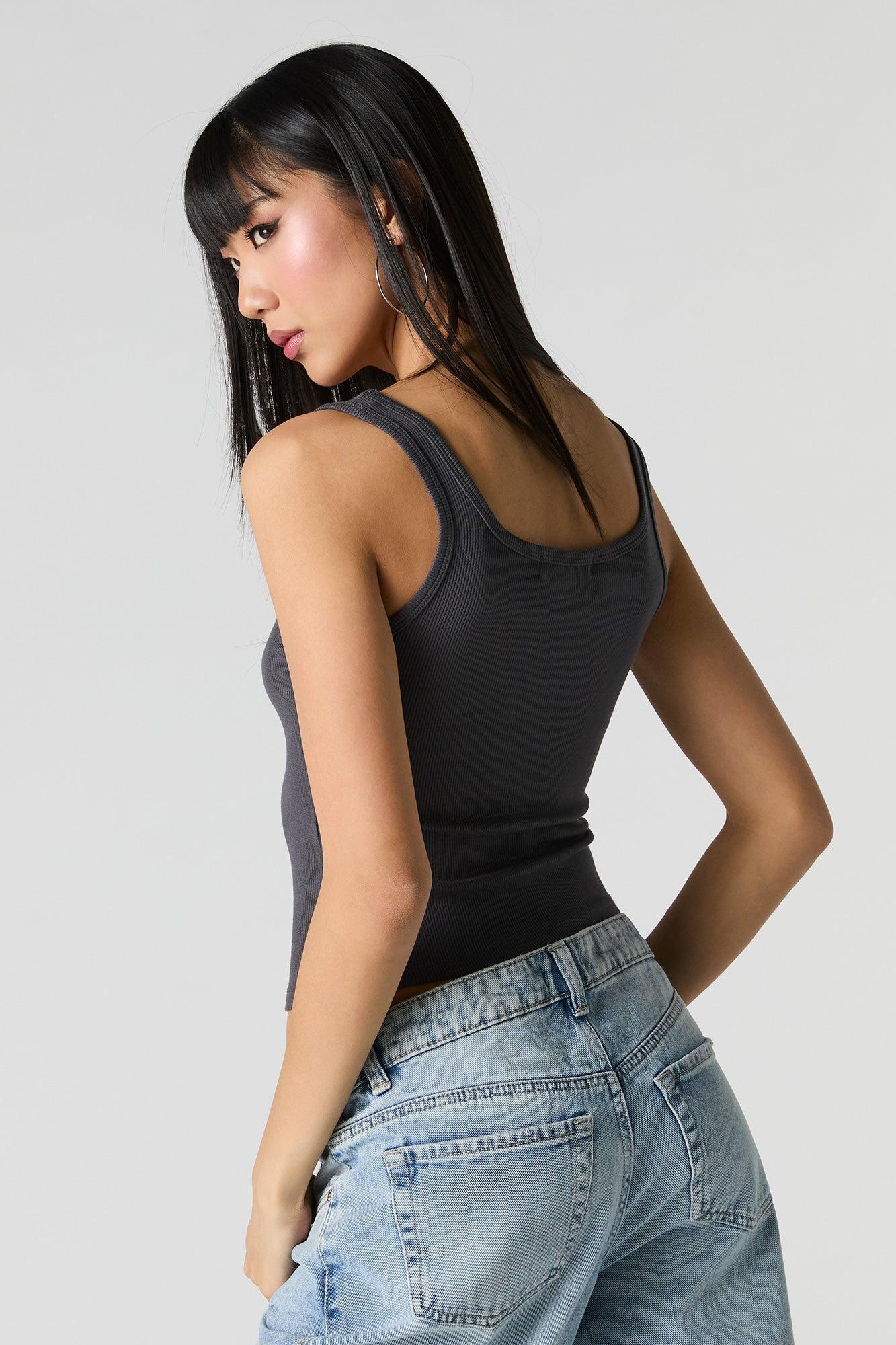 Ribbed Square Neck Tank Female Product Image