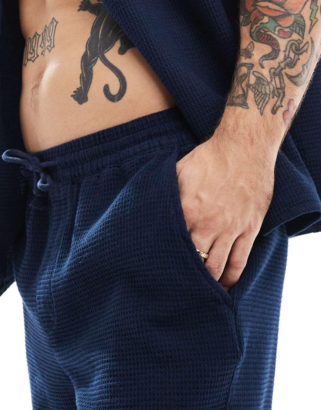 ONLY & SONS waffle shorts in navy - part of a set Product Image