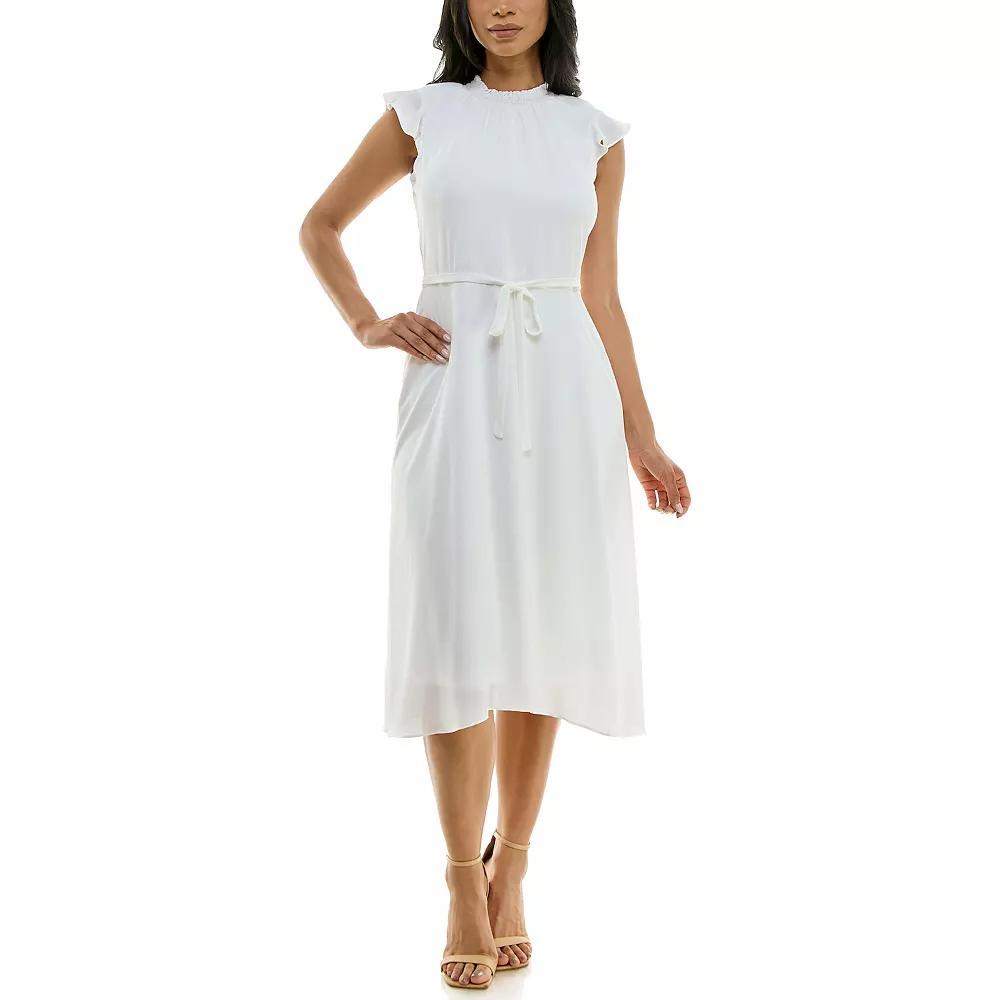 Women's Nina Leonard Mockneck Chiffon Dress, Size: Small, Green Product Image