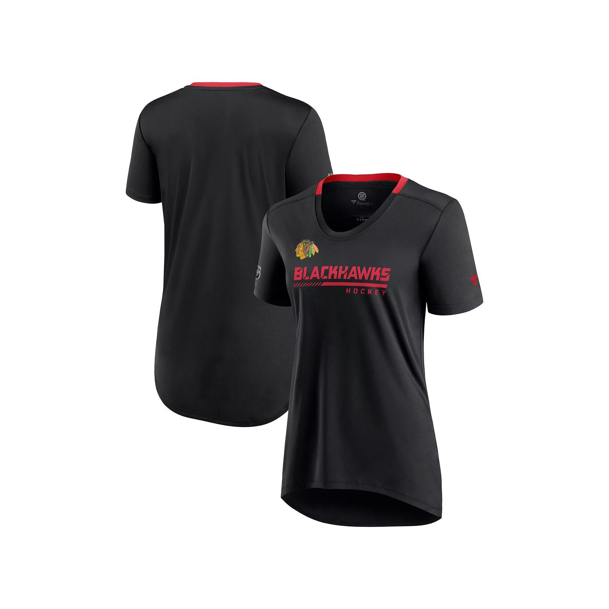 Women's Fanatics Branded Black Chicago Blackhawks Authentic Pro Locker Room T-Shirt, Size: Small Product Image