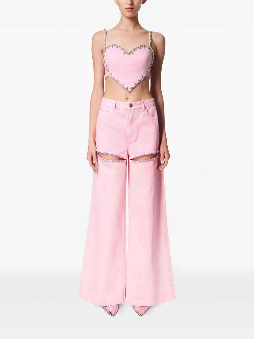 crystal-trim heart crop top Product Image