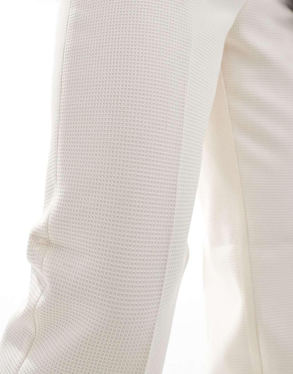 ASOS DESIGN smart straight leg textured pants in stone Product Image