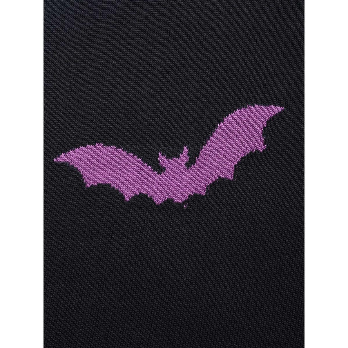 Plus Size Supersoft Essentials Halloween Bat Pattern Lapel Collar Cardigan Black Women Casual Loose Long Sleeve Festival-Halloween Cardigans BloomChic 22-24/3X Product Image