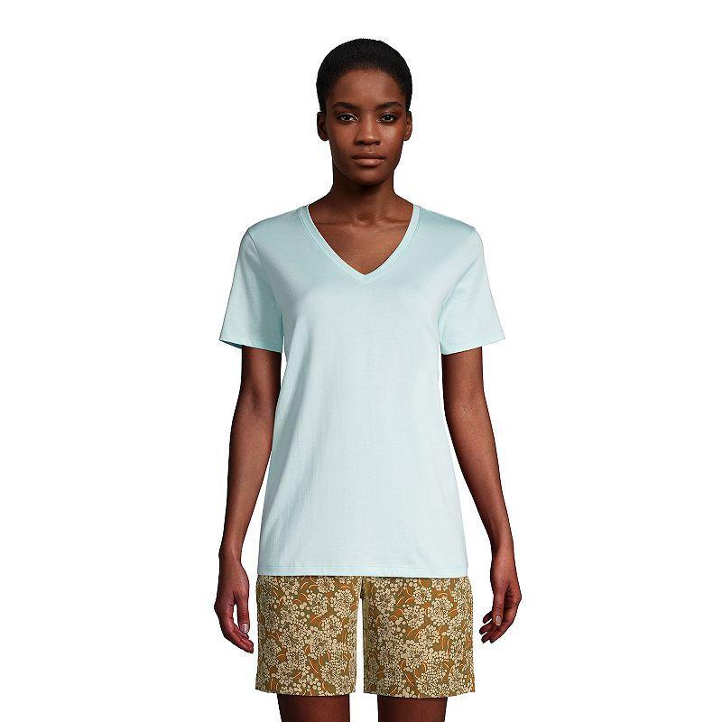Womens Lands End Relaxed-Fit Supima Cotton V-Neck Tee Blue Colorblock Product Image