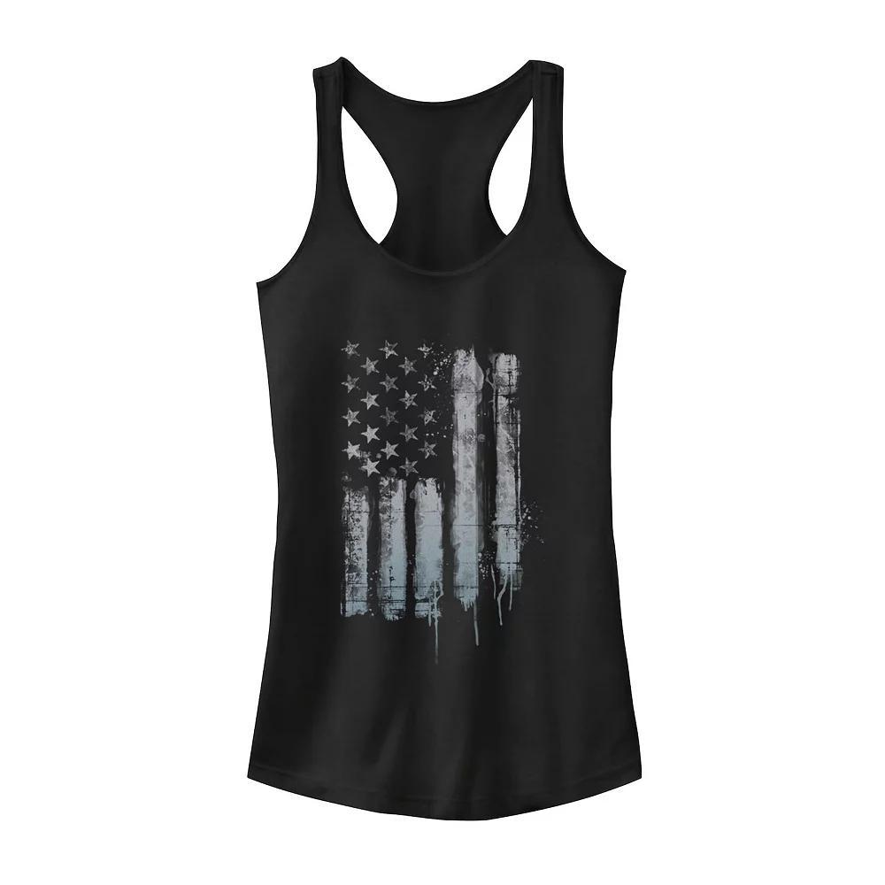Juniors' Rustic American Flag Paint Drip Tank Top, Girl's, Size: XL, Black Product Image