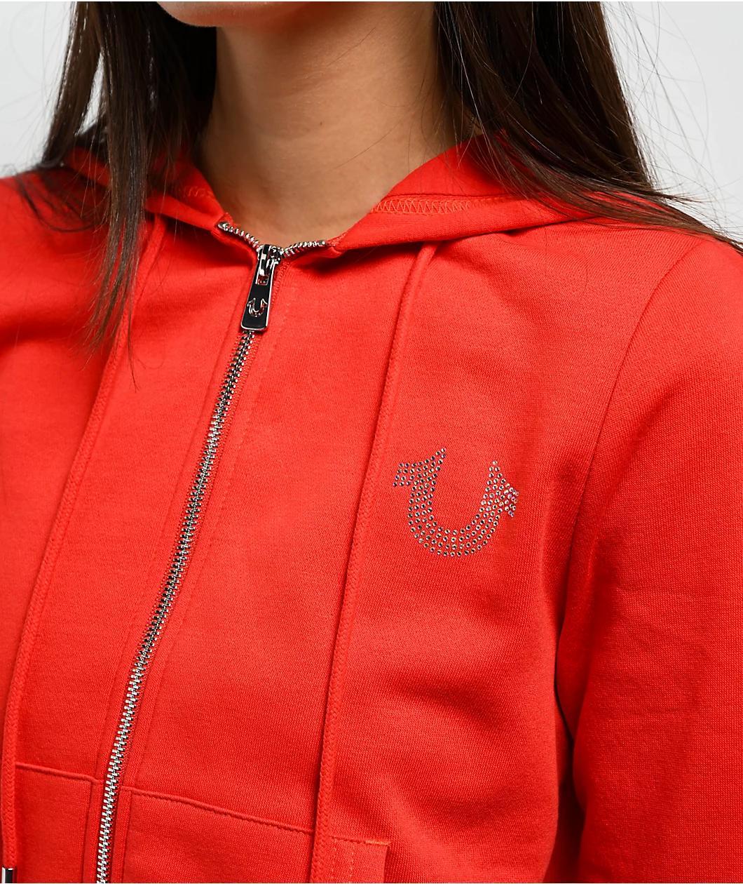 True Religion Classic Crystal Red Zip Hoodie Product Image