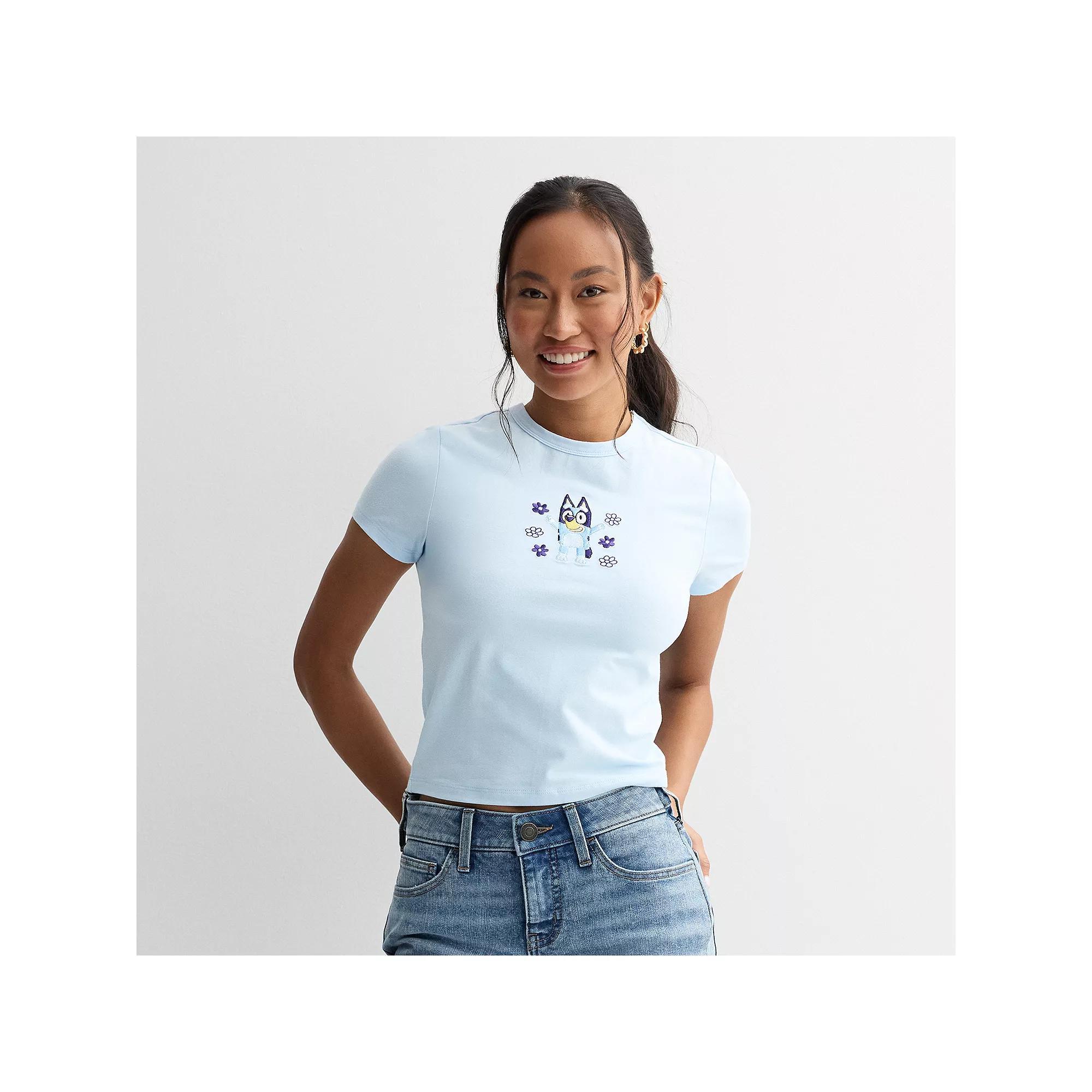 Juniors' Bluey Hands Up In The Air Graphic Baby Tee, Women's, Size: Large, Light Blue Product Image