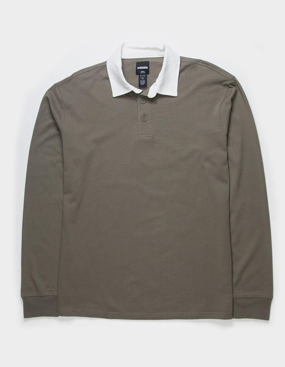 RSQ Mens Solid Rugby Shirt - KHAKI Product Image