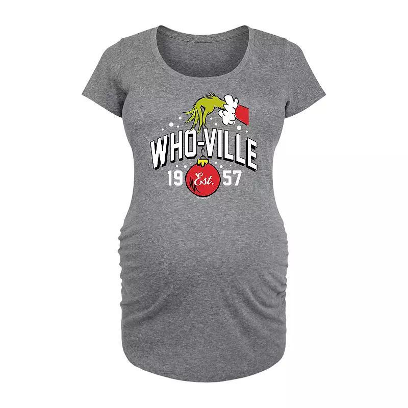Maternity Peanuts Snoopy Dancing Hearts Graphic Tee, Womens Grey Gray Product Image