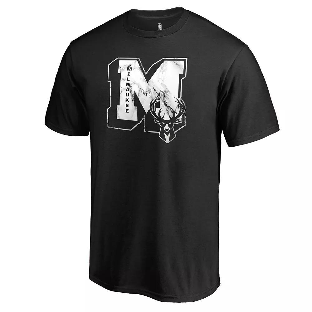 Men's Fanatics Branded Black Milwaukee Bucks Letterman T-Shirt, Size: XL Product Image