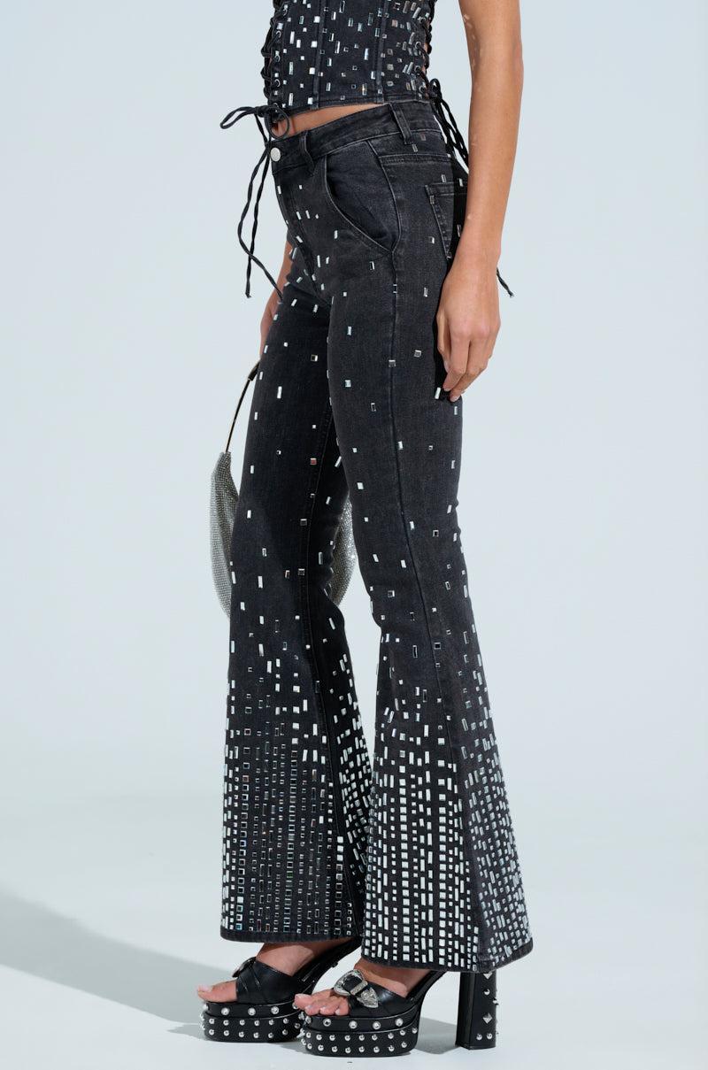 POPSTAR BLACK DENIM CORSET WITH RHINESTONE Product Image