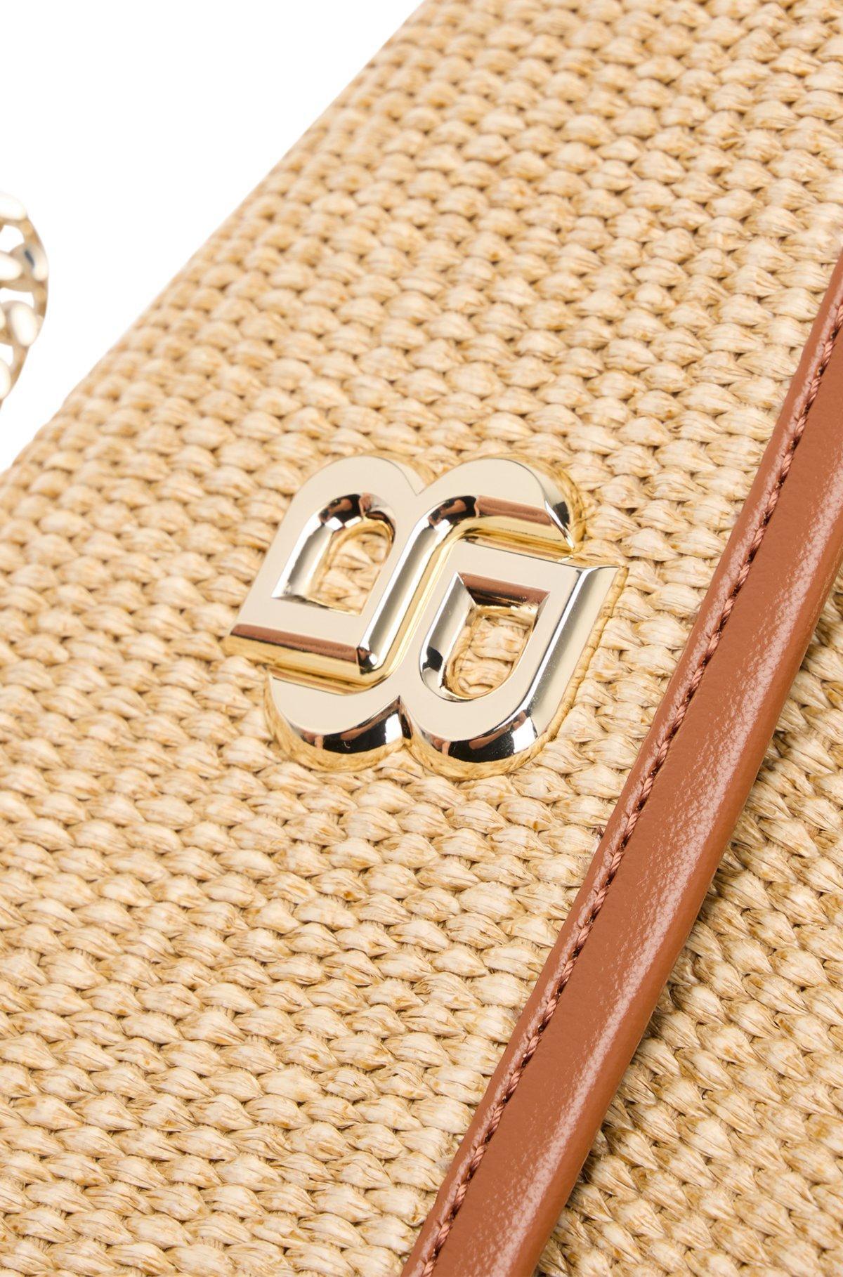 BOSS - Raffia-effect shoulder bag with Double B monogram - White Product Image