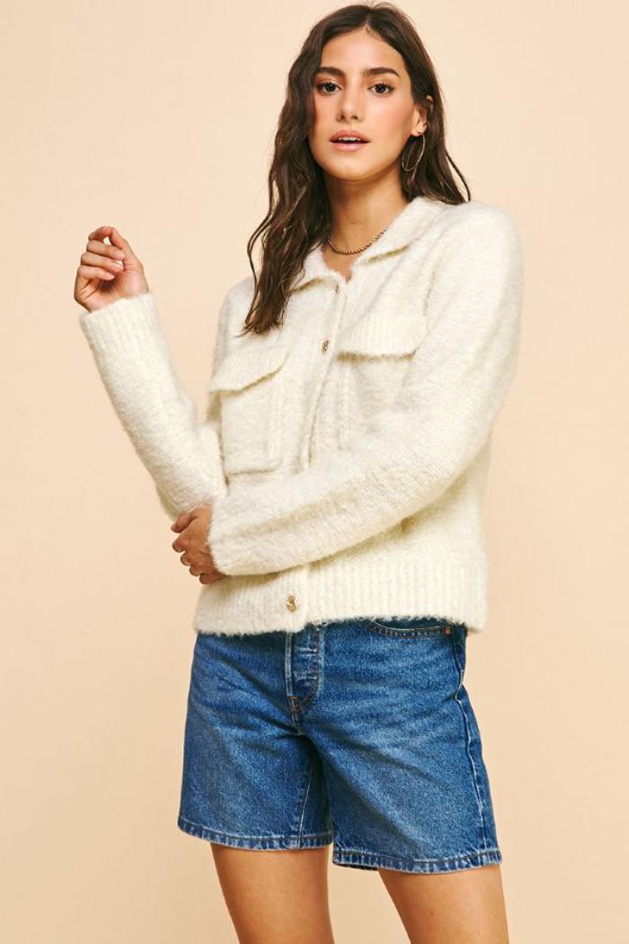 Button Down Sweater Jacket Product Image