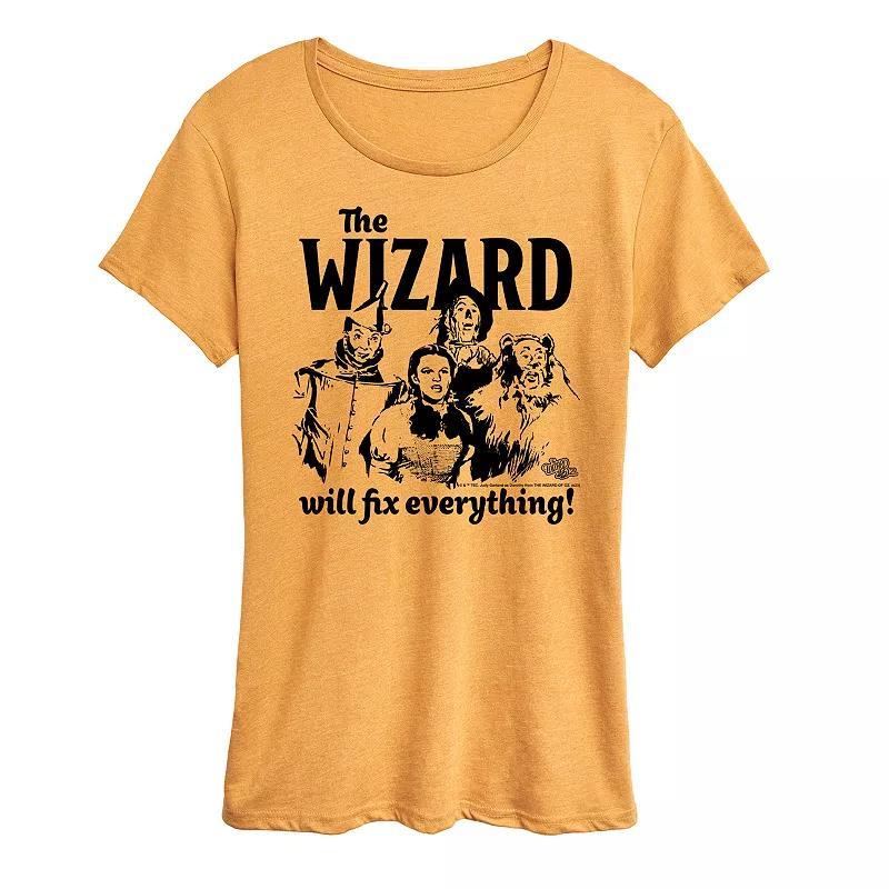 Womens The Wizard Of Oz The Wizard Graphic Tee Grey Gray Product Image