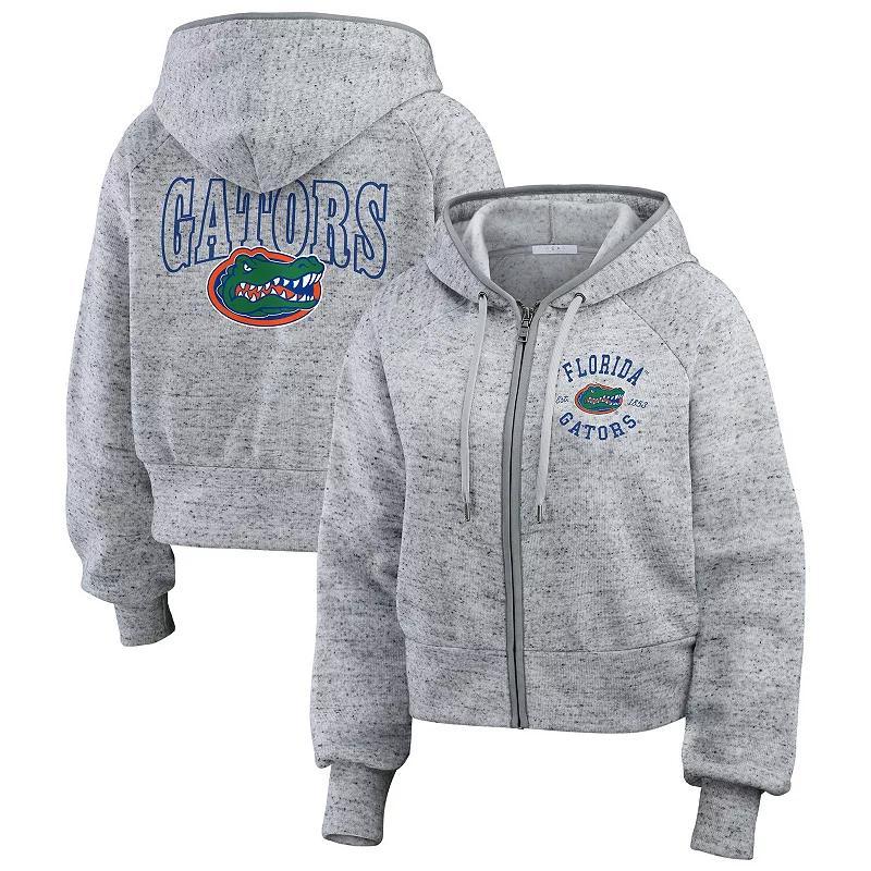 Womens WEAR by Erin Andrews Heather Gray Seattle Seahawks Speckled Fleece Cropped Full-Zip Hoodie Product Image