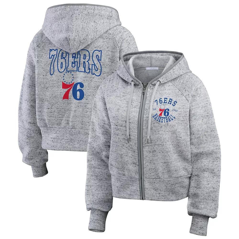 Women's WEAR by Erin Andrews Heather Gray Oregon Ducks Wear Speckle Double-Hit Raglan Full-Zip Hoodie, Size: XXL, Grey Product Image