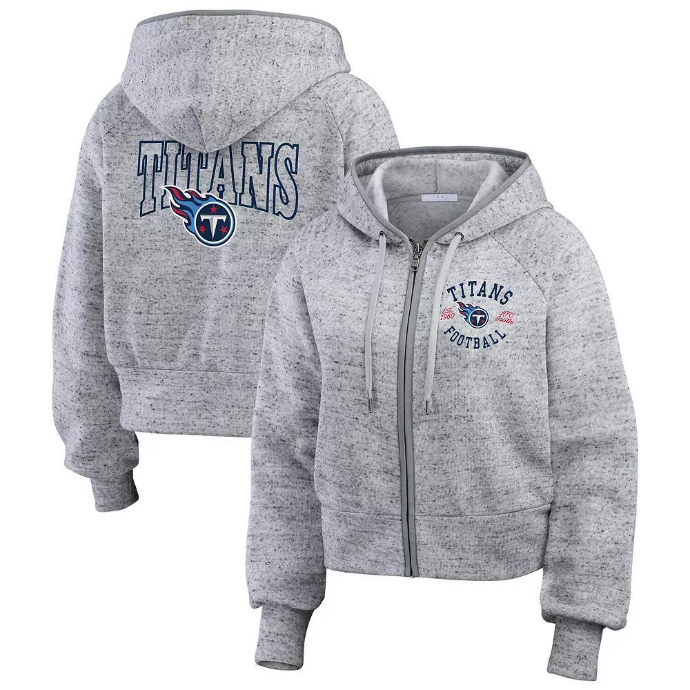 Women's WEAR by Erin Andrews  Heather Gray Jacksonville Jaguars Speckled Fleece Cropped Full-Zip Hoodie, Size: XL, Grey Product Image