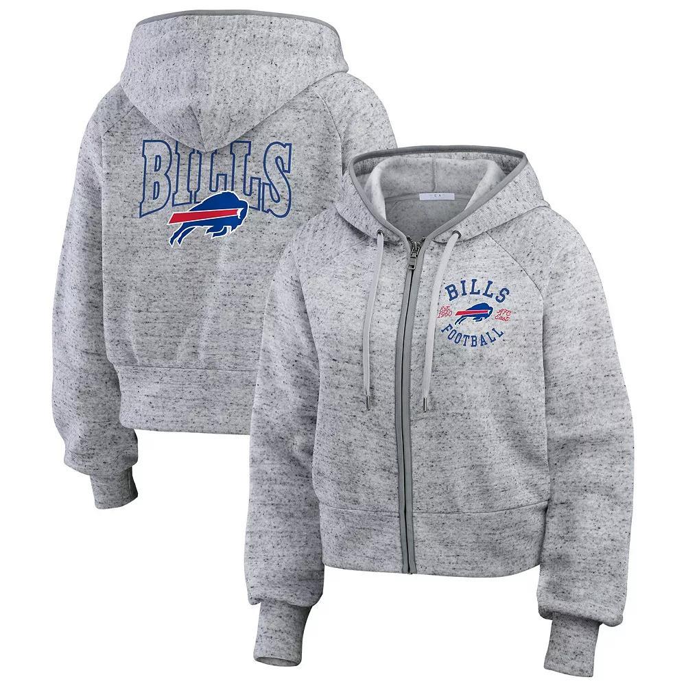Women's WEAR by Erin Andrews Heather Gray Nebraska Huskers Wear Speckle Double-Hit Raglan Full-Zip Hoodie, Size: Large, Grey Product Image