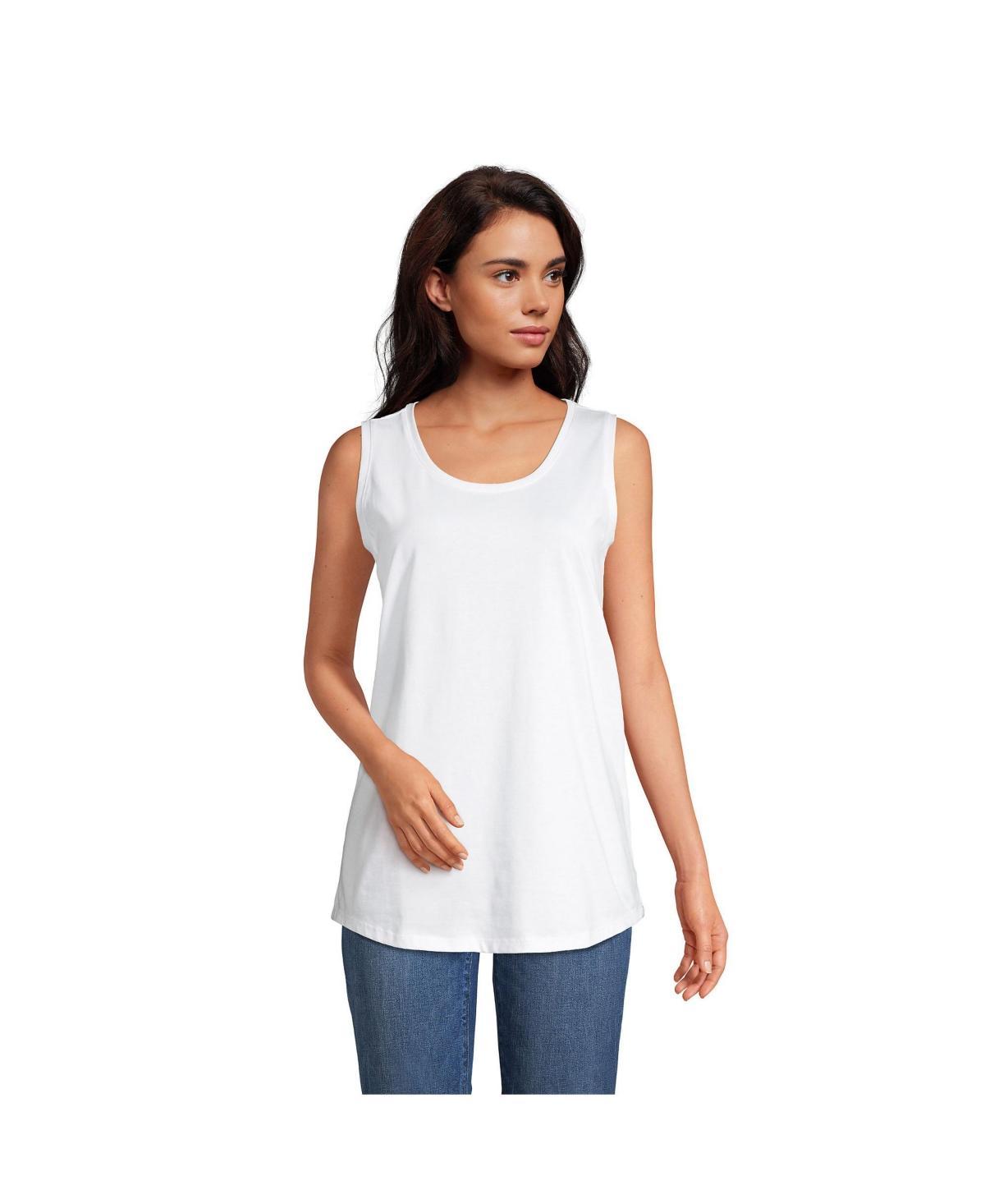 Women's Lands' End Supima Cotton Scoopneck Tunic Tank Top, Size: Small Petite, Black Product Image