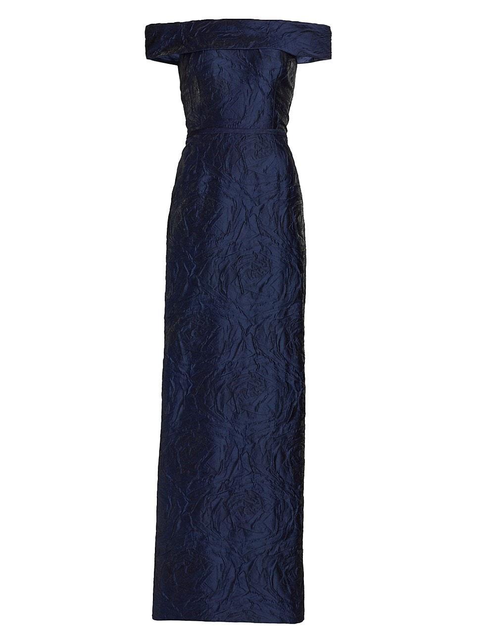 Off-Shoulder Jacquard Column Gown Product Image