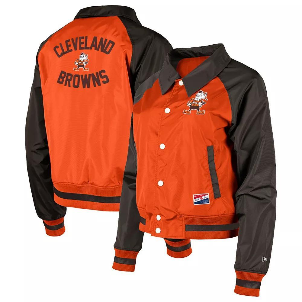 Women's New Era Orange Cleveland Browns Coaches Raglan Full-Snap Jacket, Size: XS Product Image