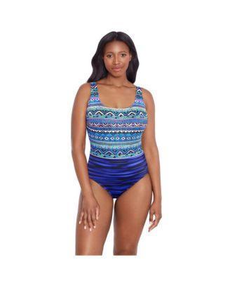 Womens Longitude Lace-Up Back Tank One-Piece Swimsuit Product Image