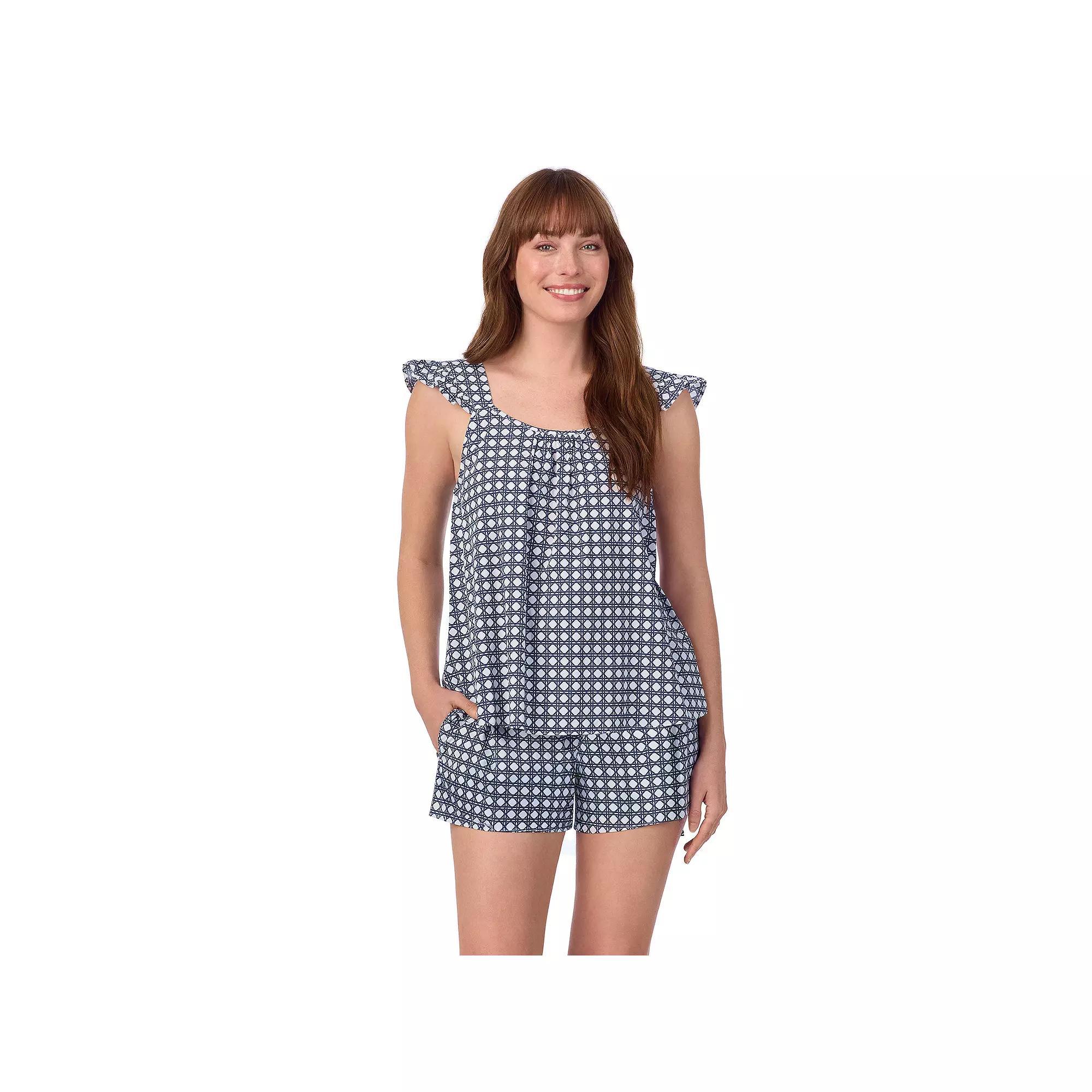Women's Draper James 2-Piece Woven Pajama Tank Top & Pajama Boxers Set, Size: Large, Blue Wicker Product Image