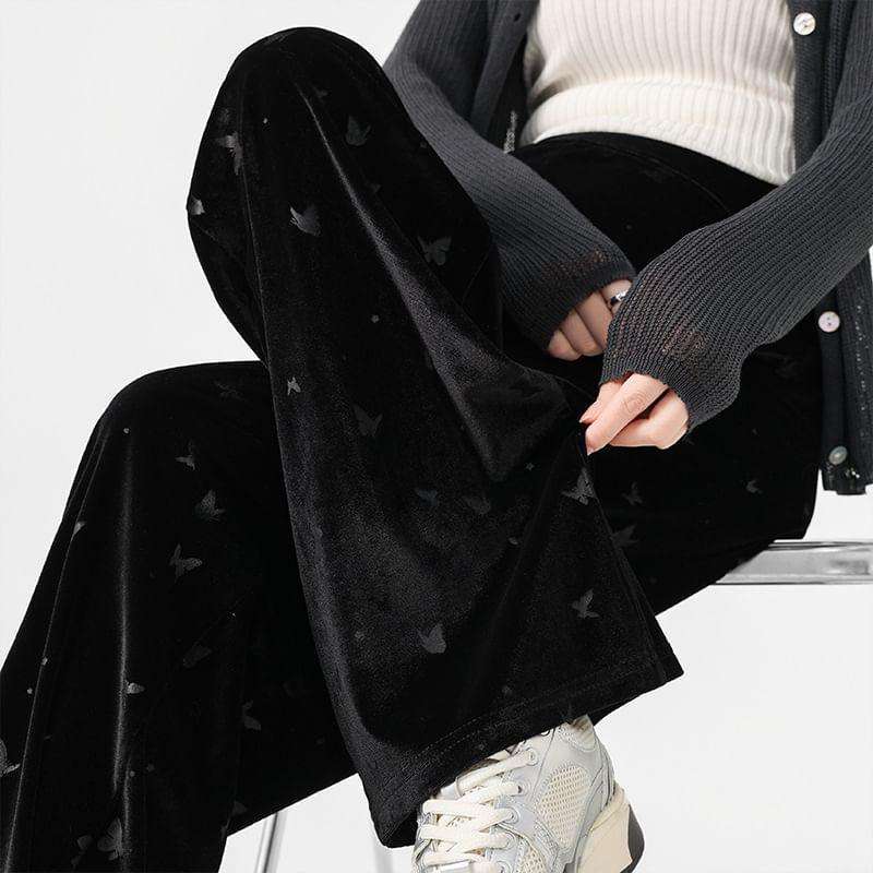 Maternity High Waist Printed Velvet Wide Leg Pants Product Image