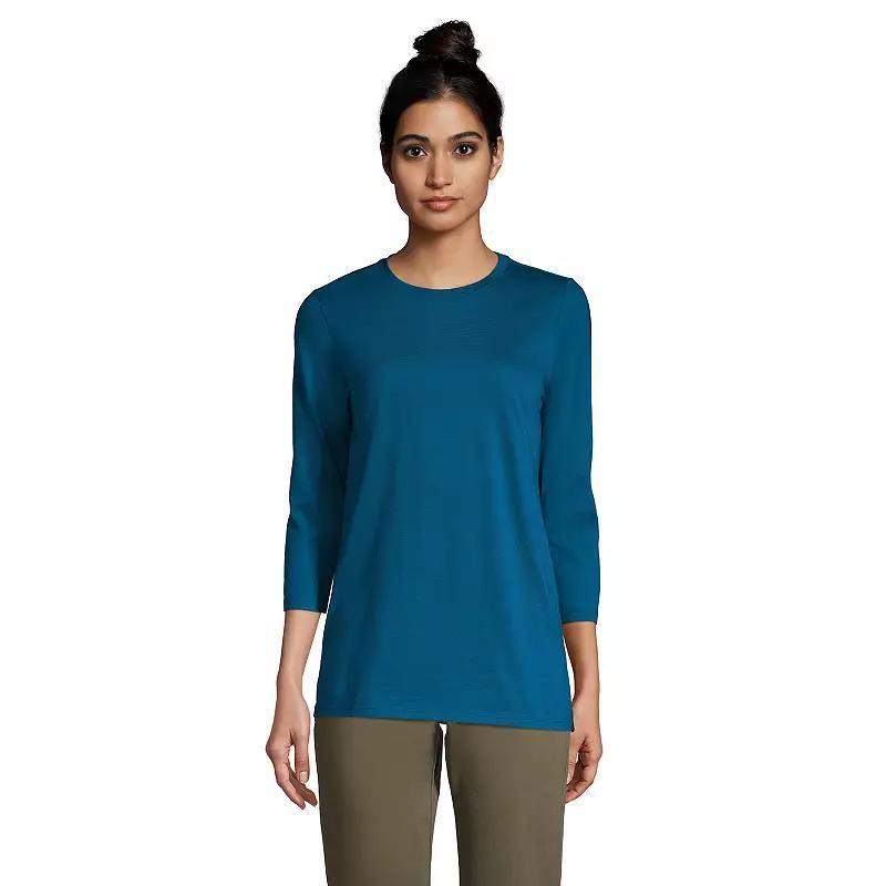 Women's Lands' End Supima Cotton Crewneck Tunic, Size: XL, Purple Stripe Product Image