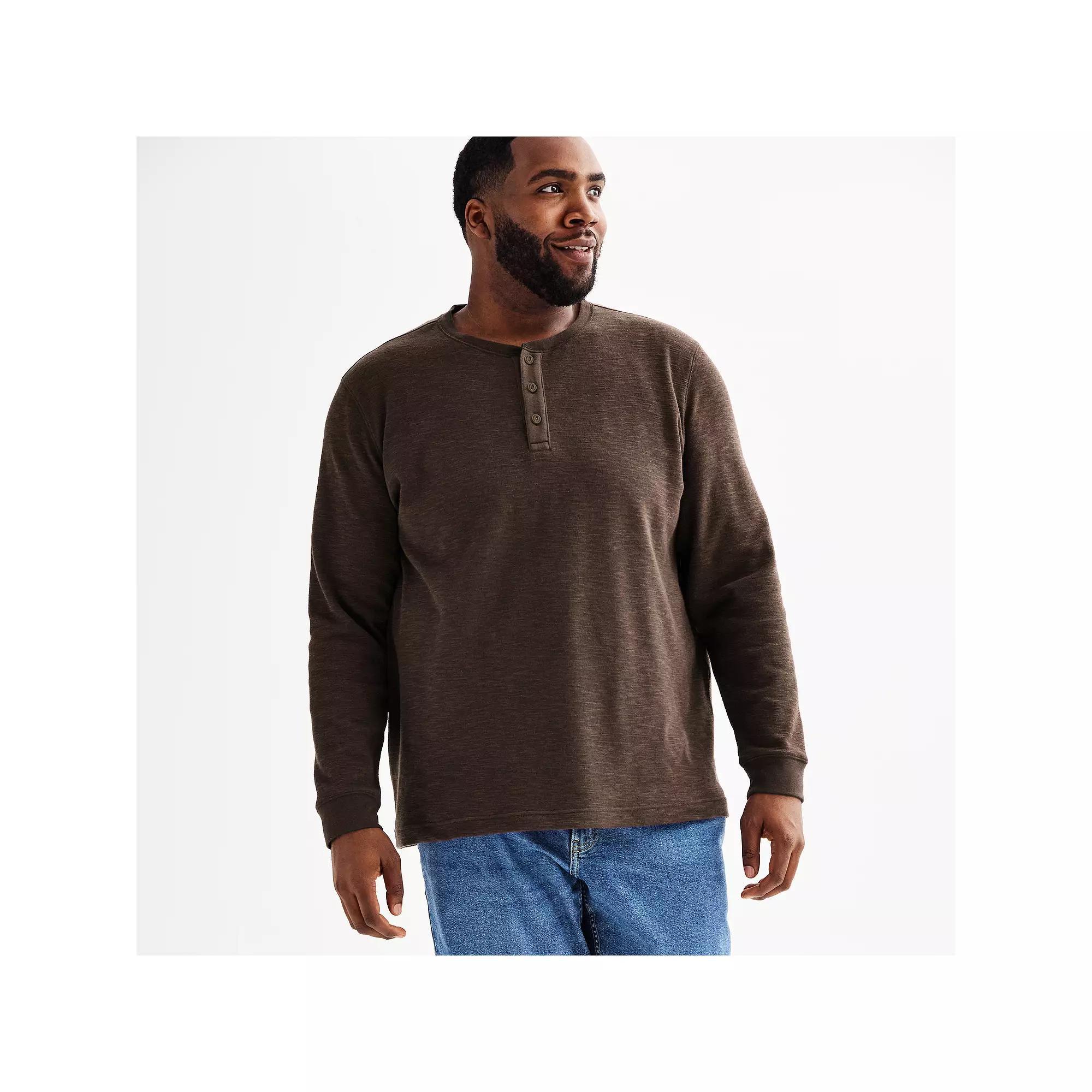 Big & Tall Sonoma Goods For Life® Long Sleeve Textured Henley Tee, Men's, Size: Medium Tall, Ivory Product Image