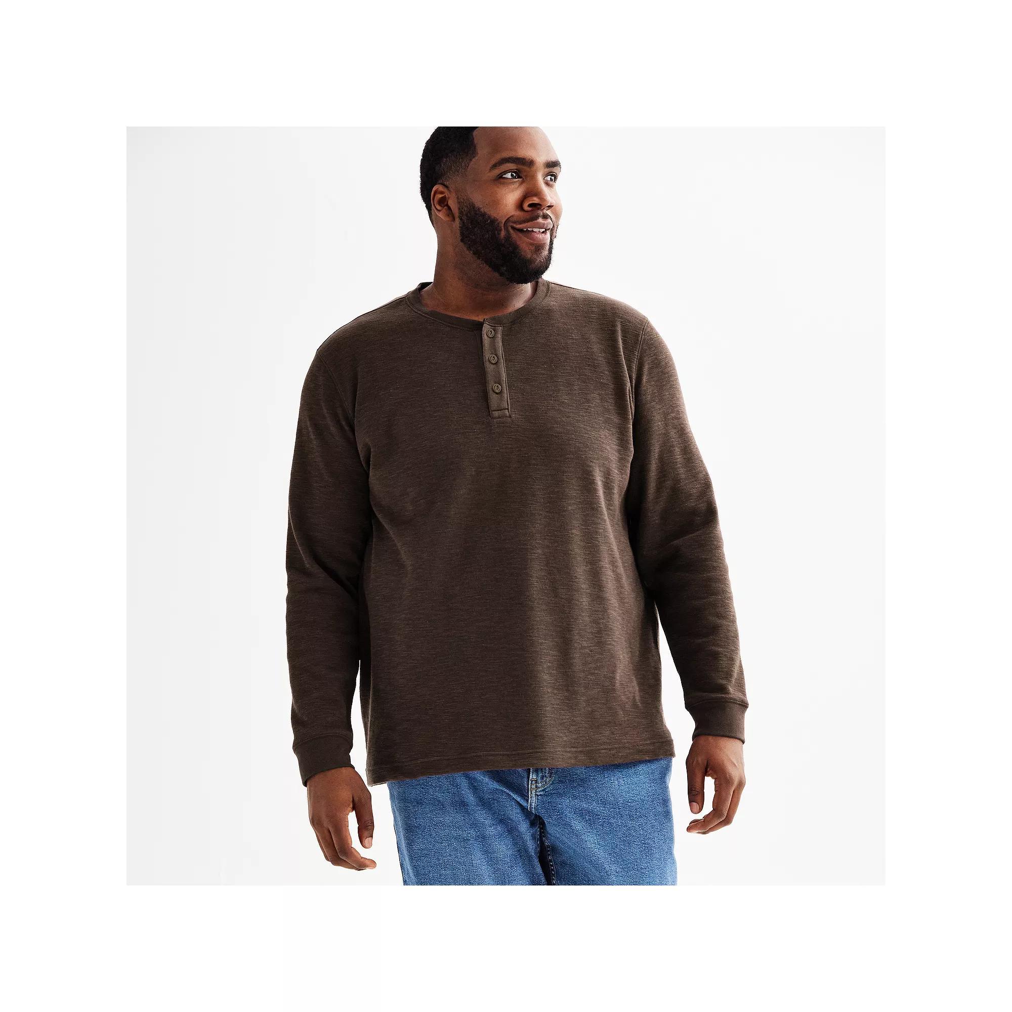 Big & Tall Sonoma Goods For Life® Long Sleeve Textured Henley Tee, Men's, Size: Medium Tall, Ivory Product Image